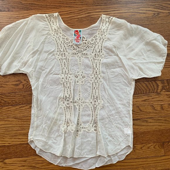 Johnny Was Tops - 🌿 Johnny Was Ivory Embroidered Boho Tunic – Size M – VGUC
